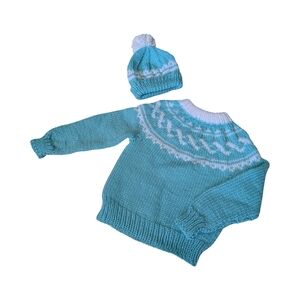 Child's Fair Isle Crewneck Pullover With Matching Toque - Acrylic - New